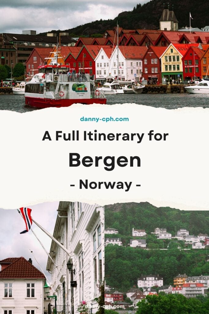 A Pinterest pin for an itinerary for Bergen, Norway