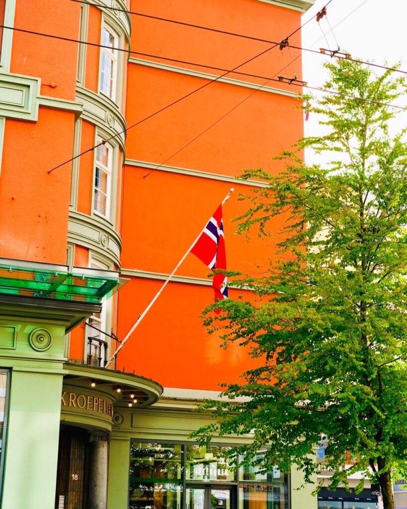 A red building in Bergen, Norway
