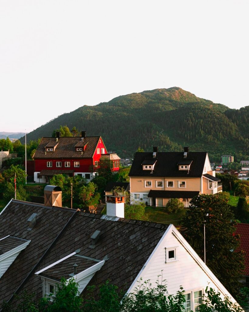 View of a house while hiking to Fløyen in Bergen