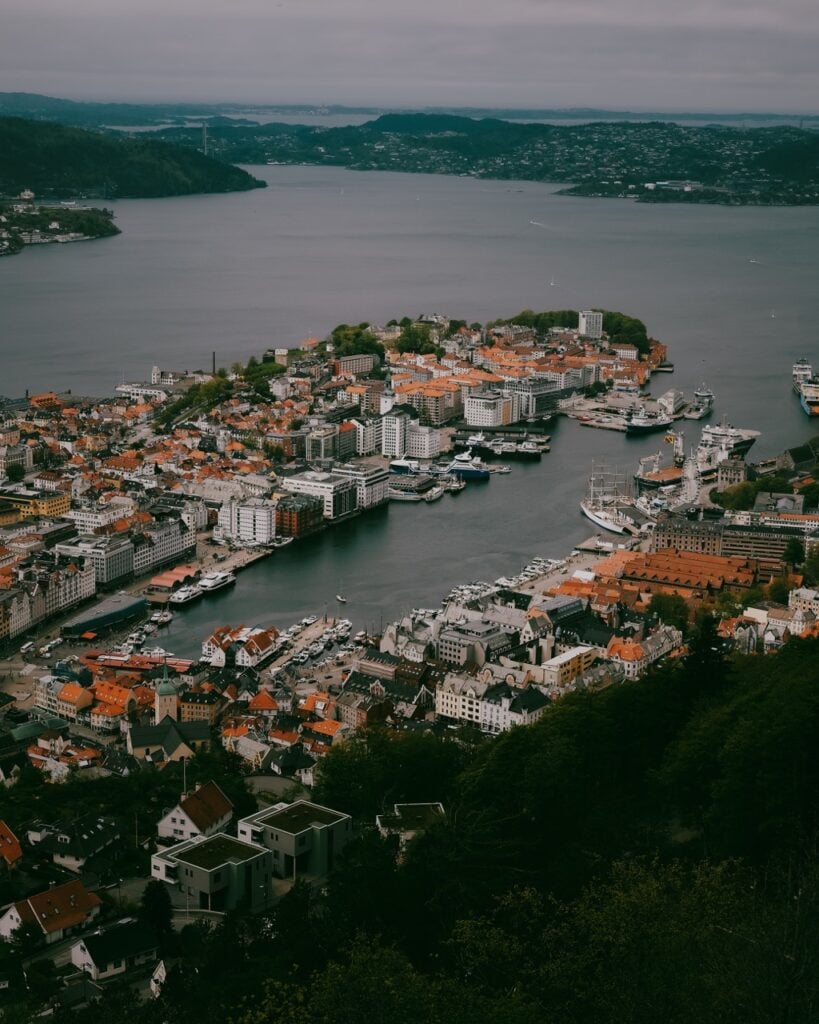 Photo of Bergen and surrounding areas from Fløyen viewing platform
