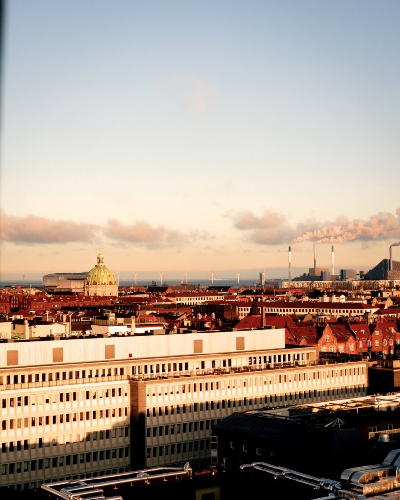 A view of Marmorkirken in Copenhagen from the Round Tower