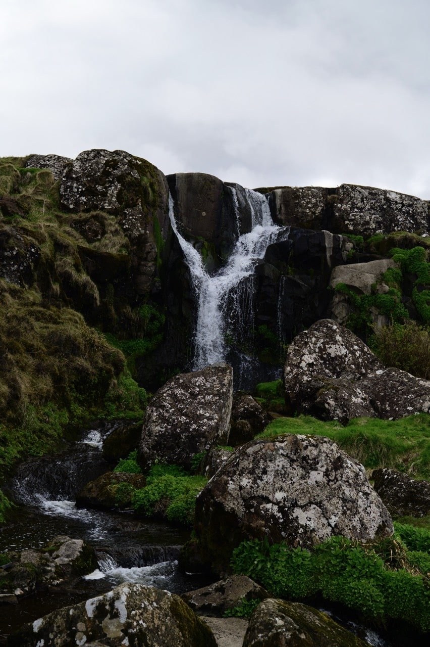 The Svartafoss waterfall in Tórshavn, Faroe Islands