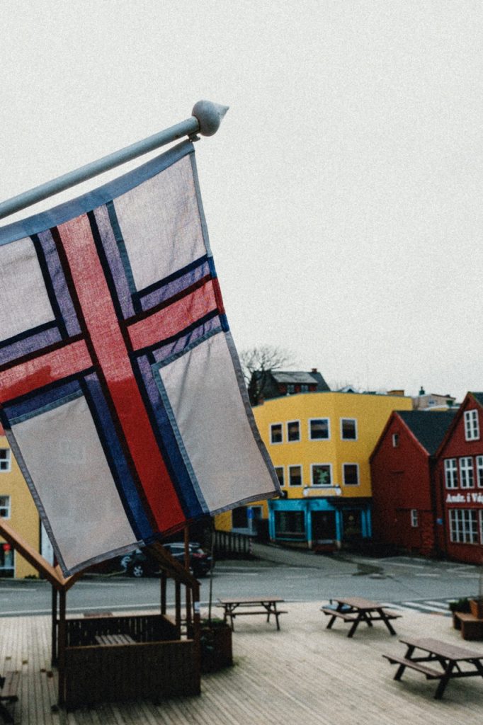 A flag in Tórshavn of the Faroe Islands