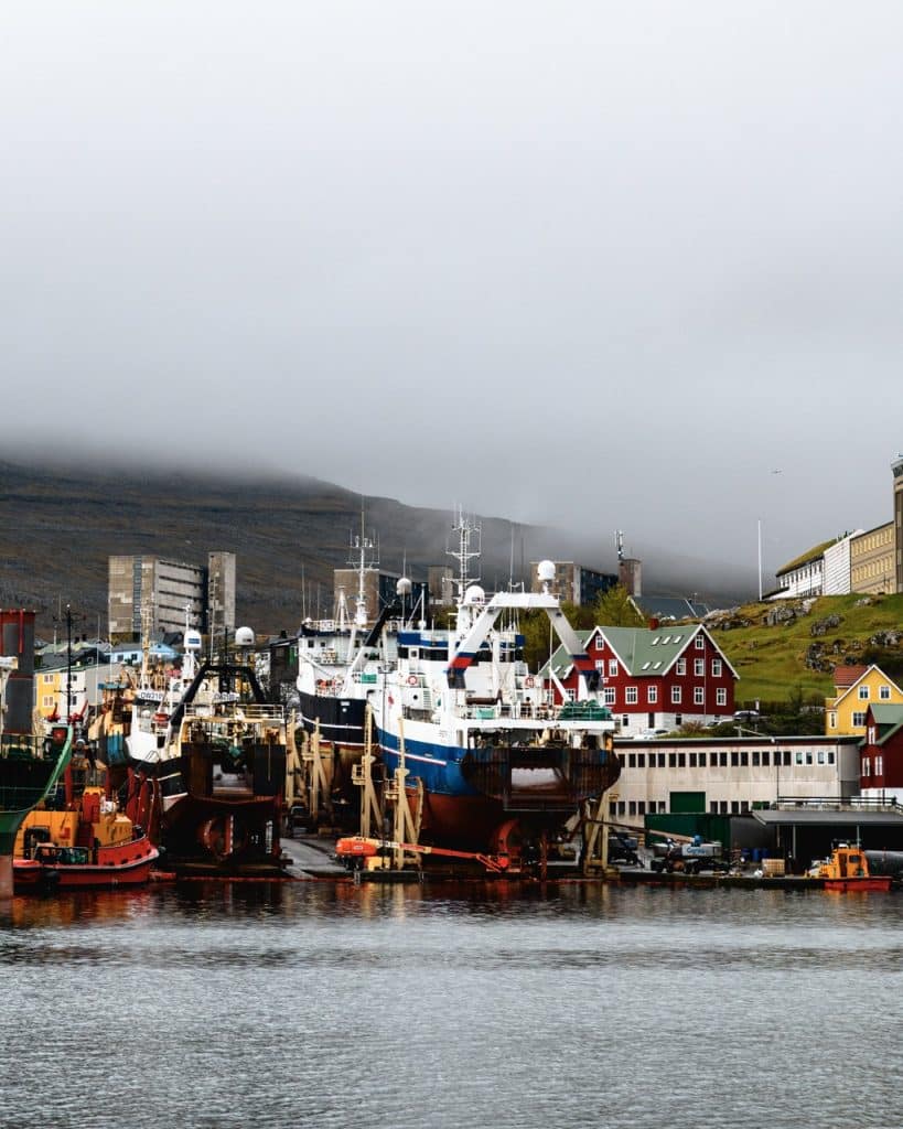 Ships docked in Tórshavn, Faroe Islands