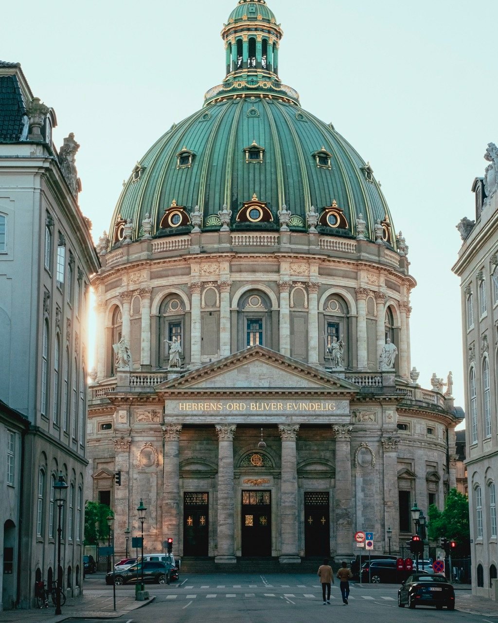 Spring evening photo of Marmorkirken in Copenhagen