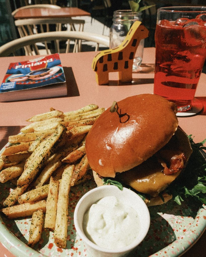 A burger from a restaurant in Jyväskylä, Finland