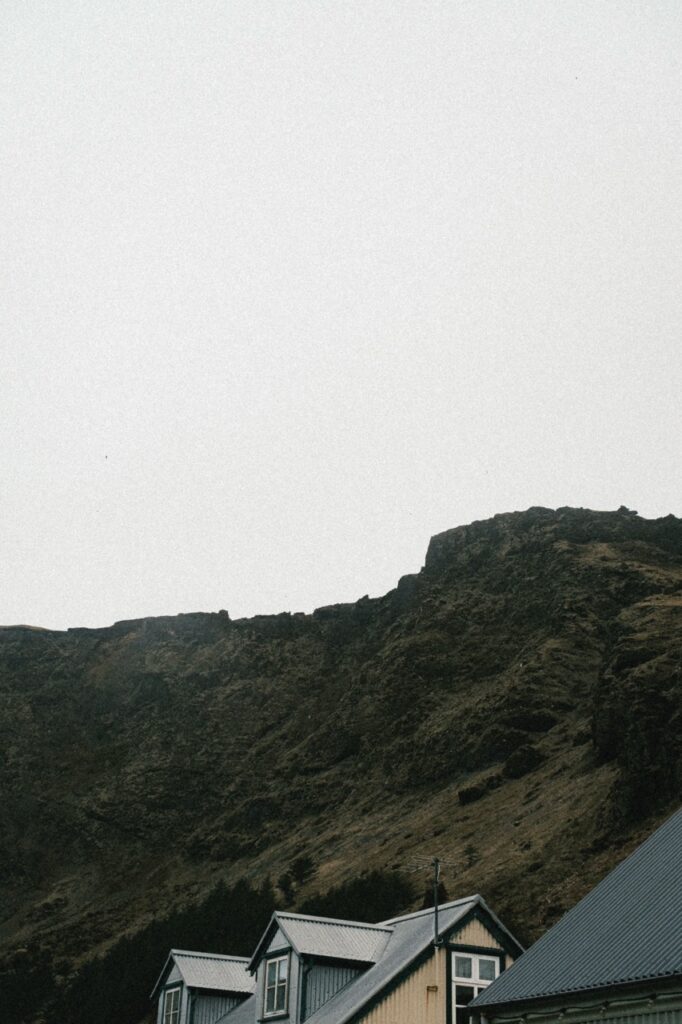 A view of a mountain near Vík, Iceland