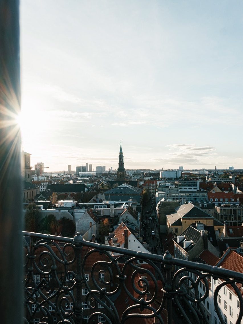 View of Copenhagen from the Round Tower on a sunny autumn day