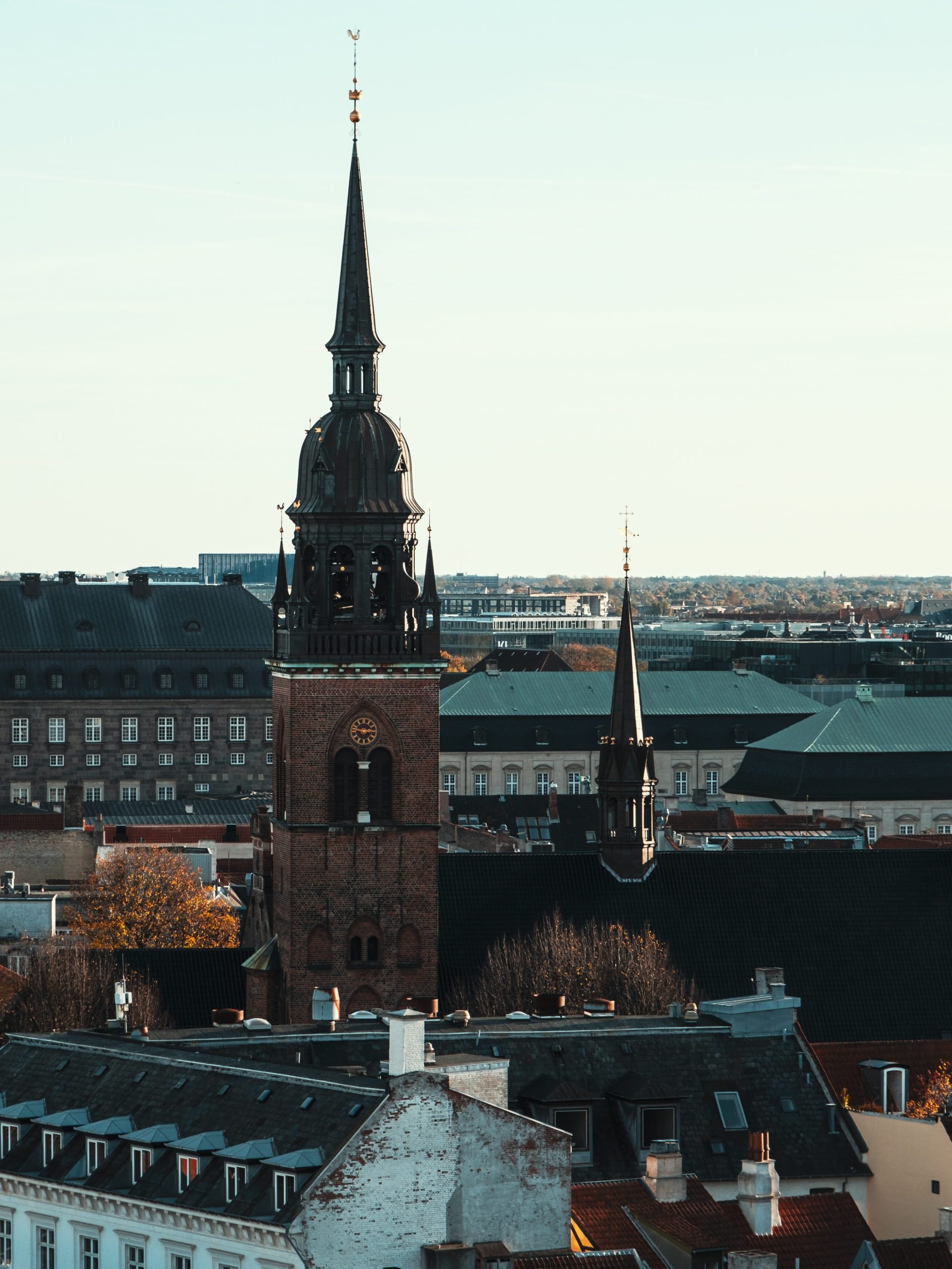 A view of a church from the Round Tower in Copenhagen