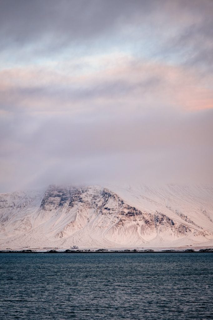 View of Mount Esja from Sæbraut in Reykjavík