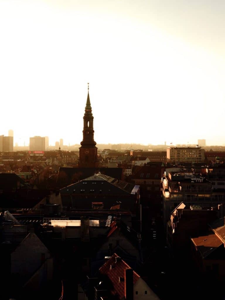 View of a church in Copenhagen from the Round Tower