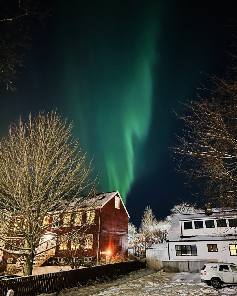 The Northern Lights in Reykjavík, Iceland
