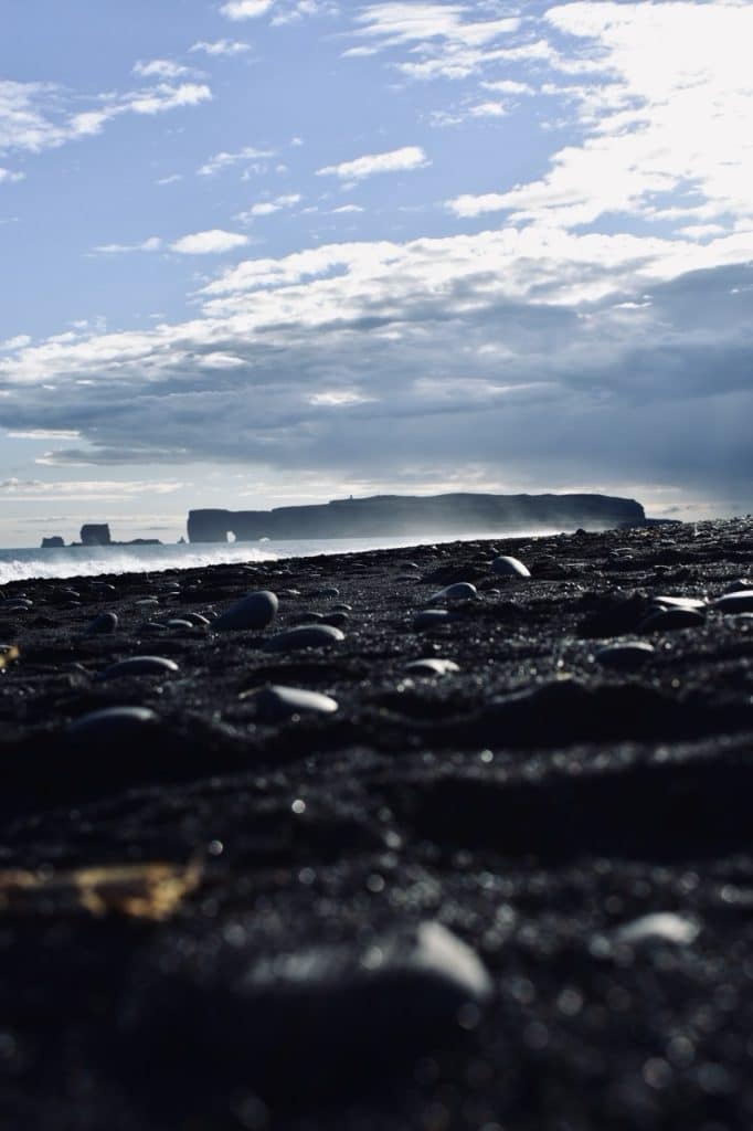Reynisfjara black sand beach in Iceland during the summer