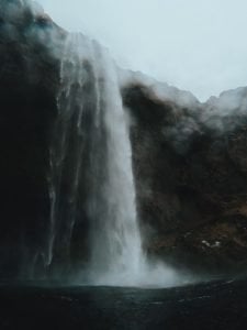 Water droplets on a camera at Seljalandsfoss