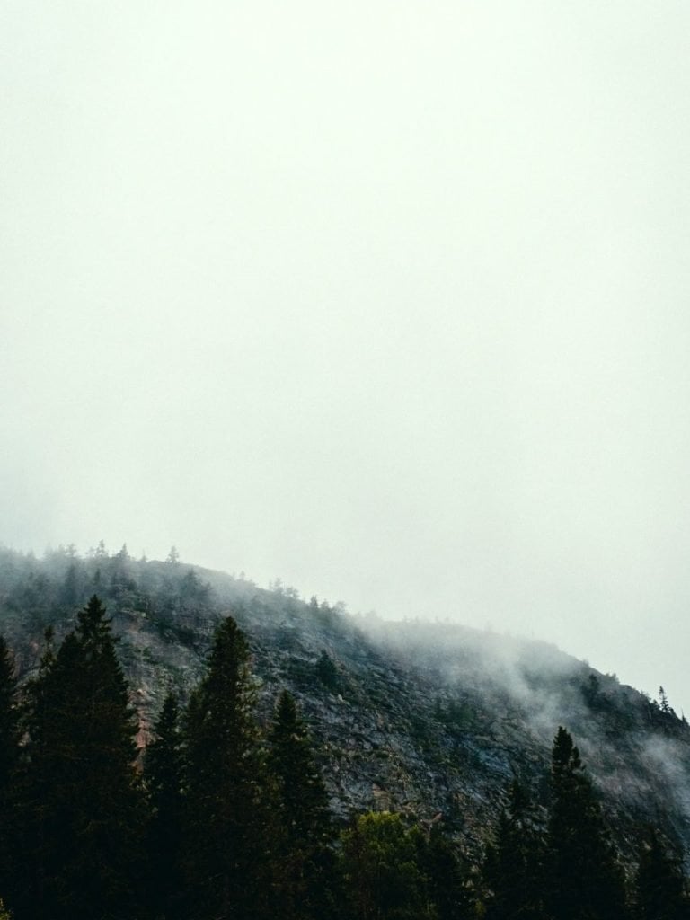 fog rolling over a mountain in sweden