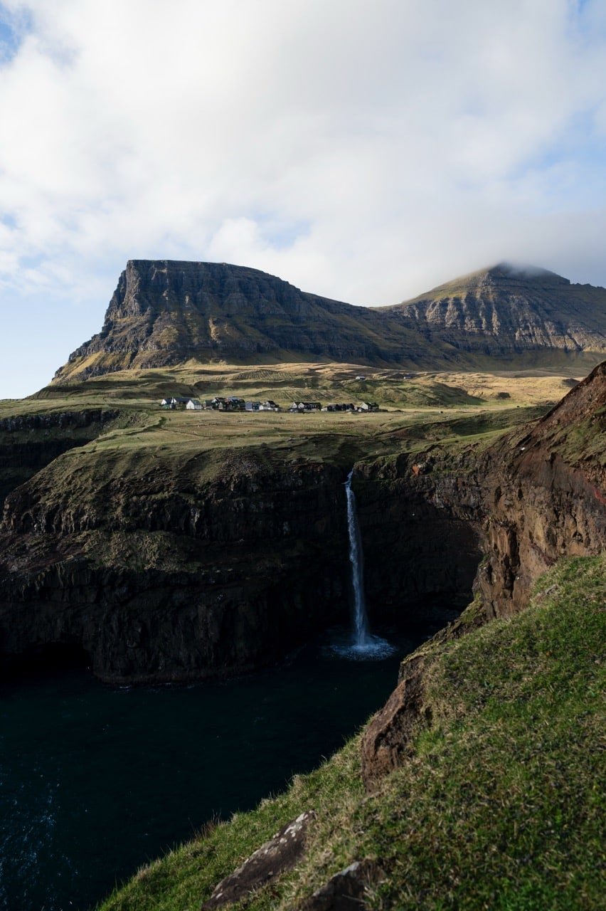 The waterfall in Gásadalur, Faroe Islands