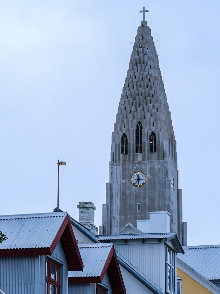 Rooftops of houses close to Hallgrímskirkja in Reykjavík