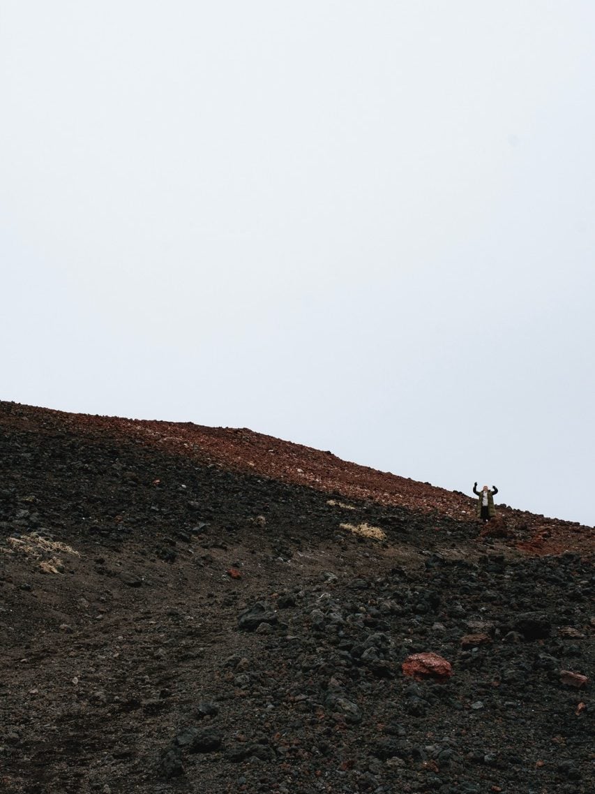 Hiking the Eldfell volcano in Iceland