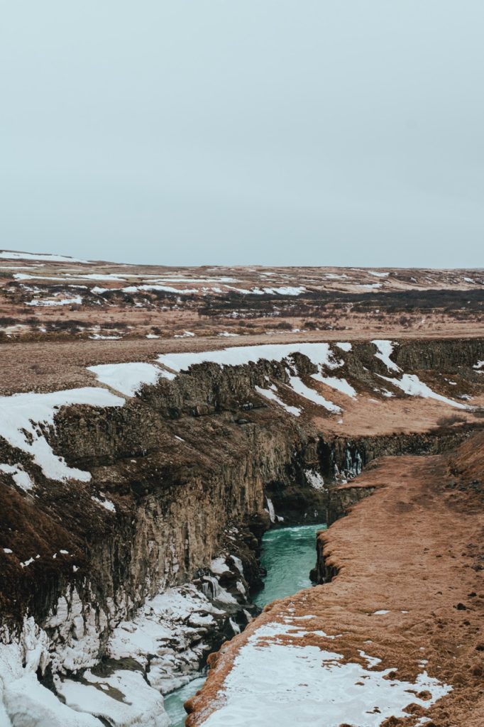 A landscape at a waterfall in Iceland