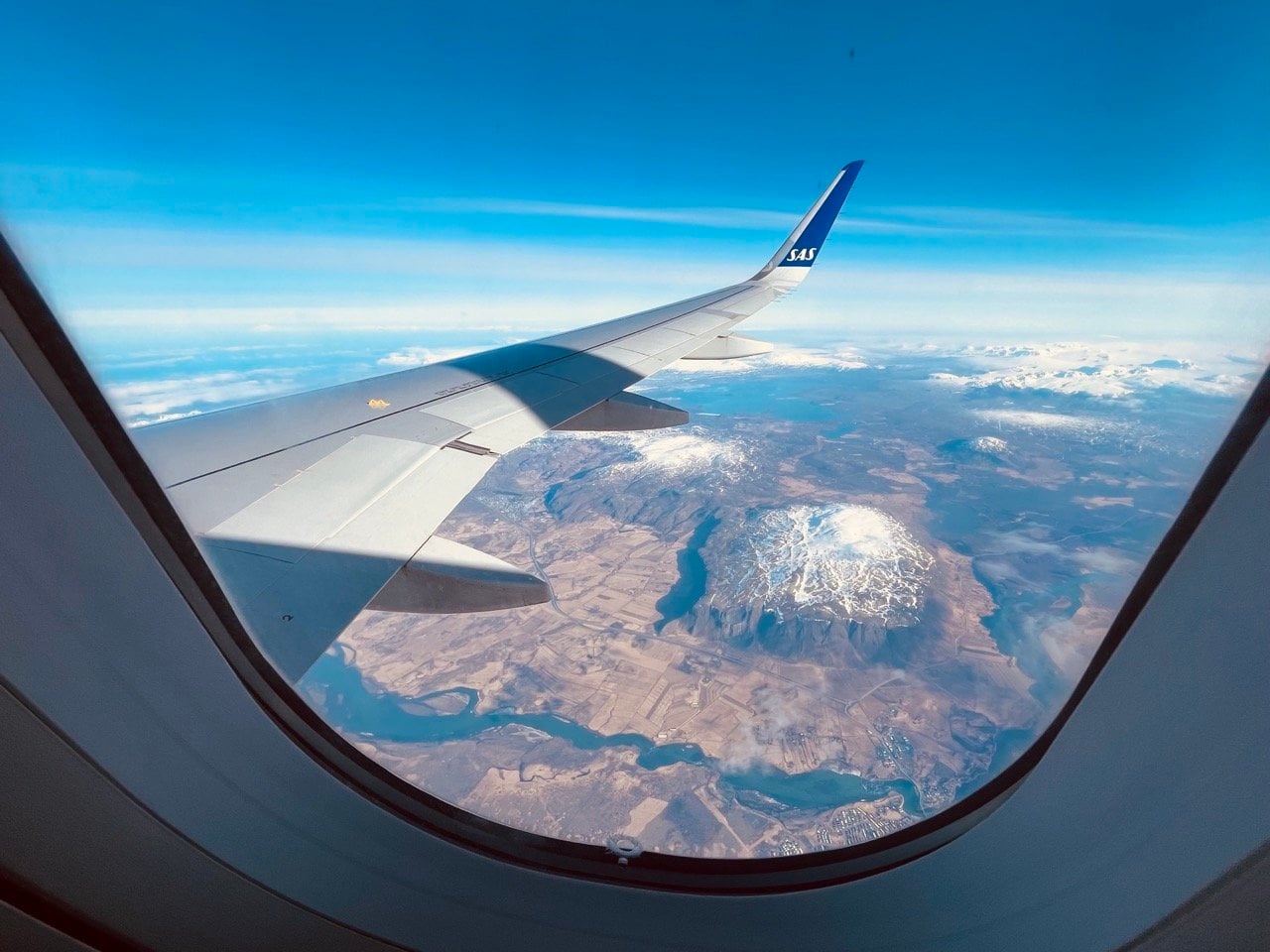 Flying over Iceland on the way to Reykjavik