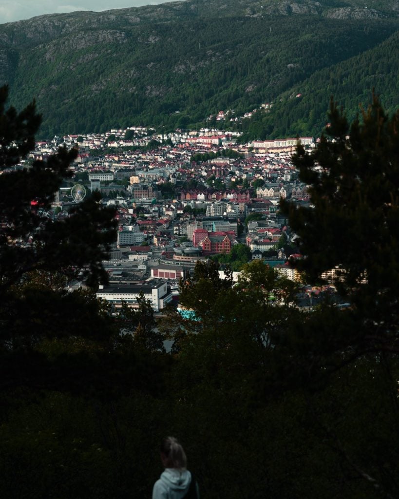 A view of Bergen, Norway, from the mountains