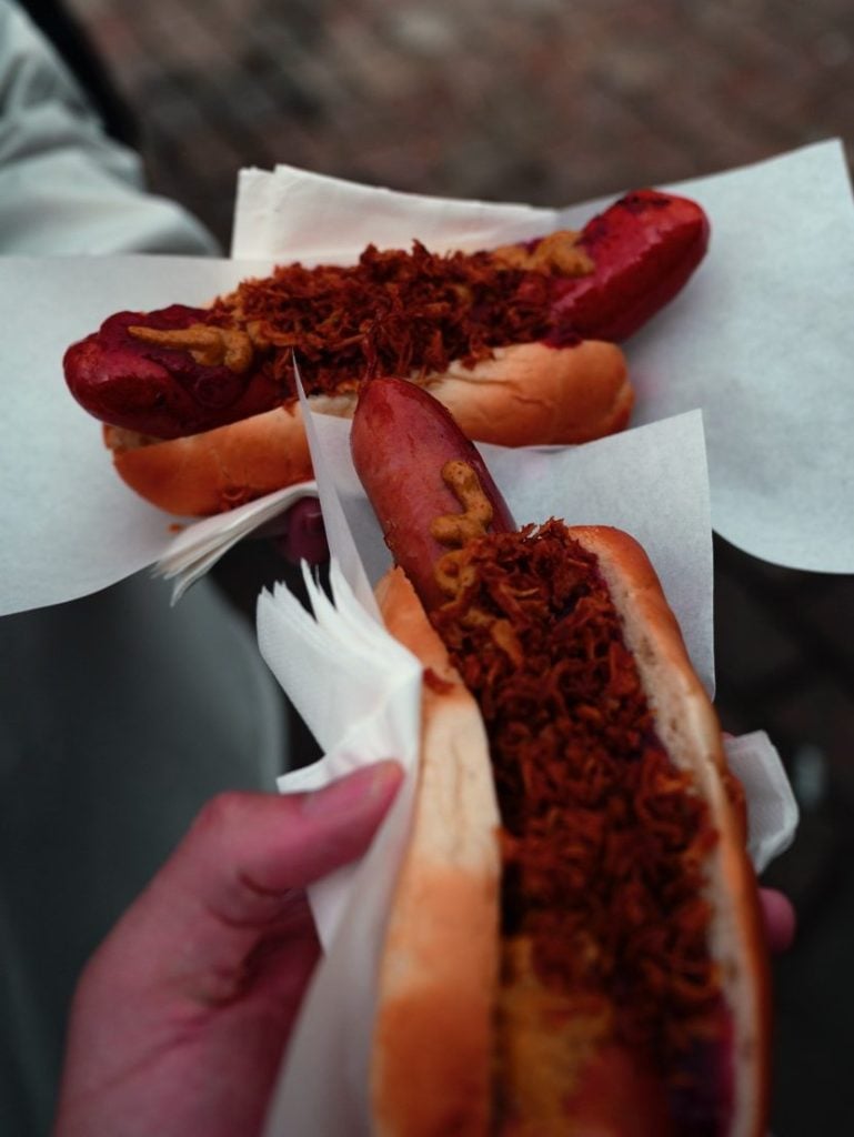 Hot dogs from Trekroneren in Bergen, Norway