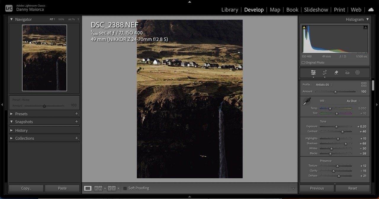 Using Lightroom sliders for Faroe Islands photos