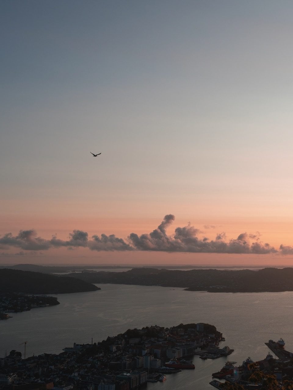 Bergen, Norway, at sunset as seen from Fløyen