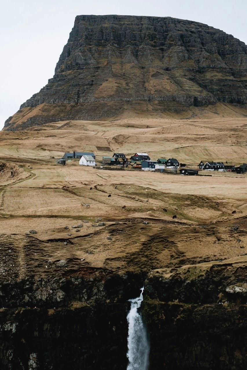 A closer photo of Gásadalur, Faroe Islands