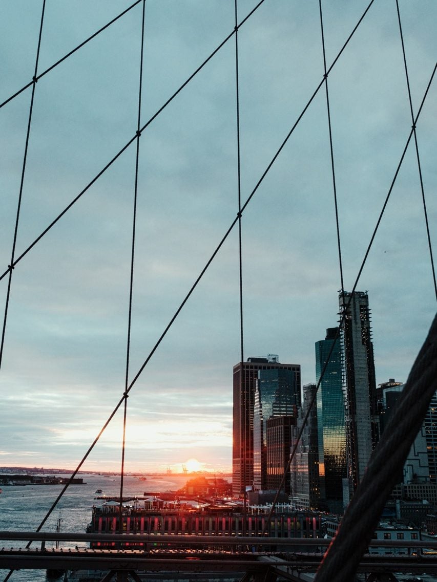 Sunset view from the Brooklyn Bridge