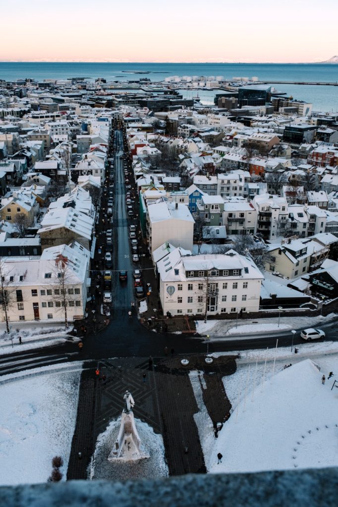 A view of Hallgrimskirkja, Reykjavik, during the winter