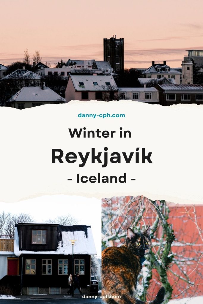 A Pinterest post for visiting Reykjavik in the winter