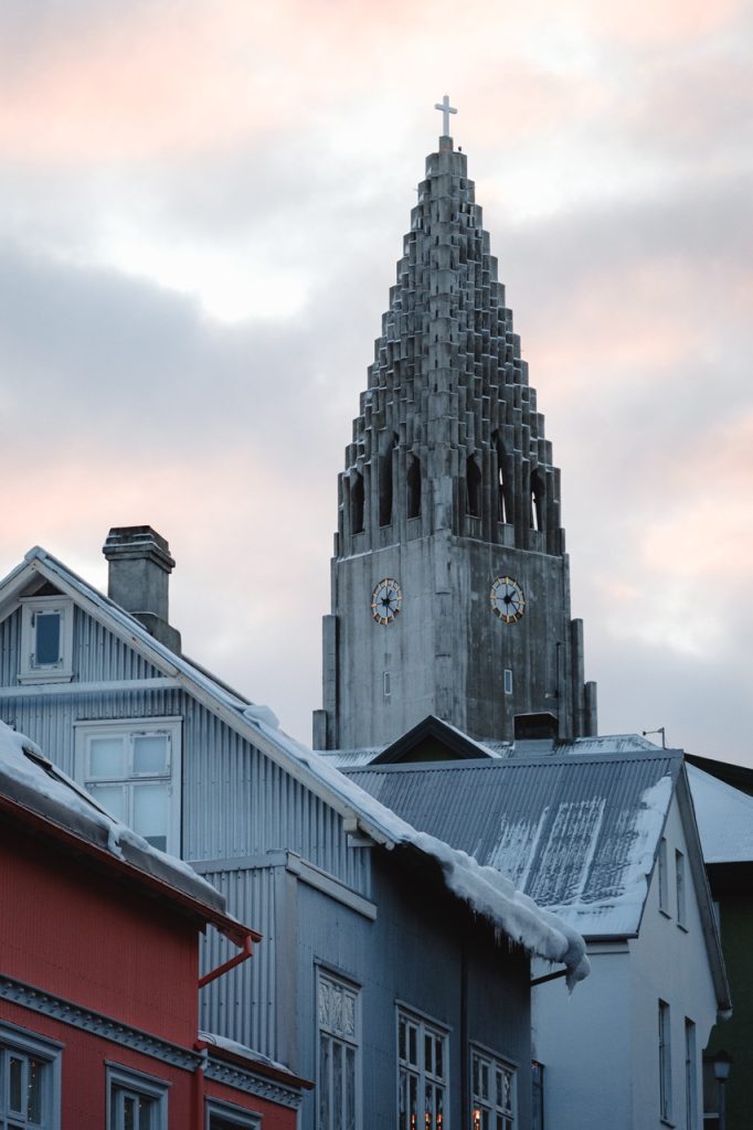 Winter roofs in Reykjavik, Iceland
