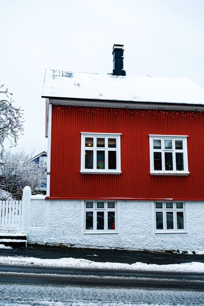 A house in Reykjavik, Iceland, on a snowy day