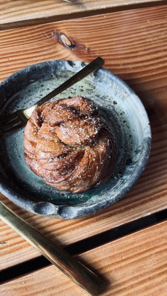 A cinnamon bun on the Faroe Islands