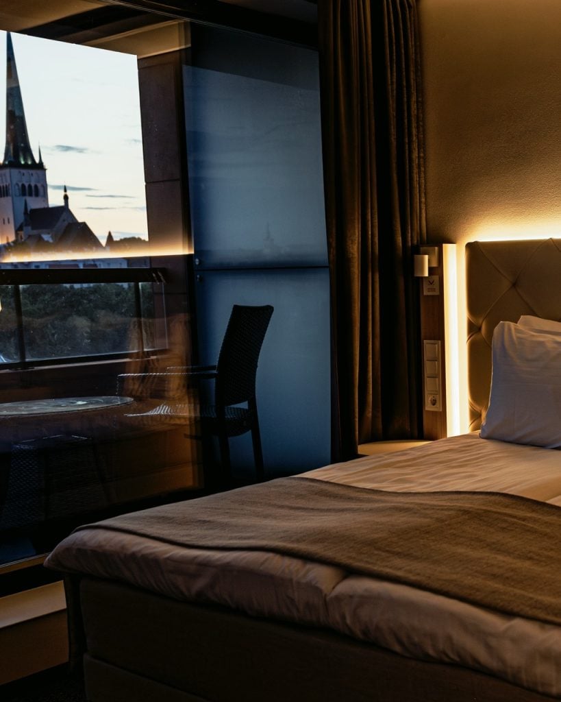 A view of the Tallinn Old Town from a hotel room