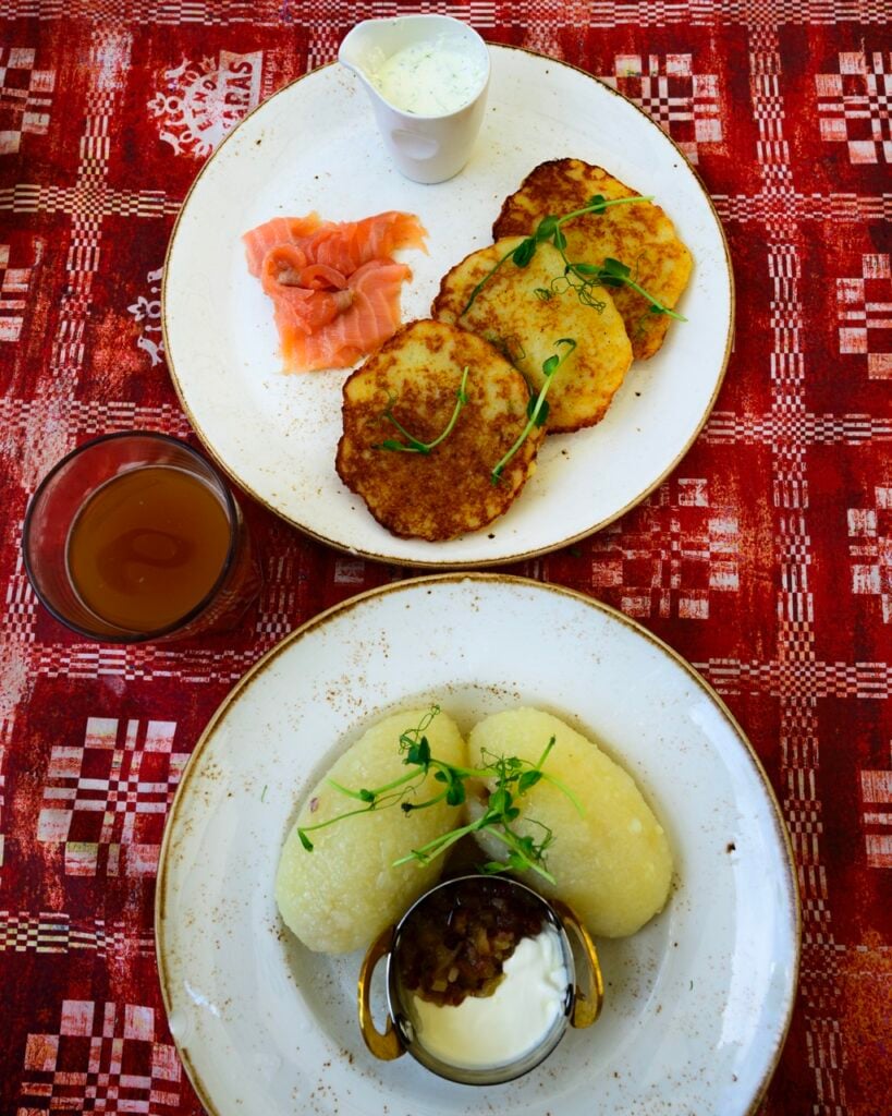 Dumplings at Etno Dvaras in Vilnius, Lithunaia