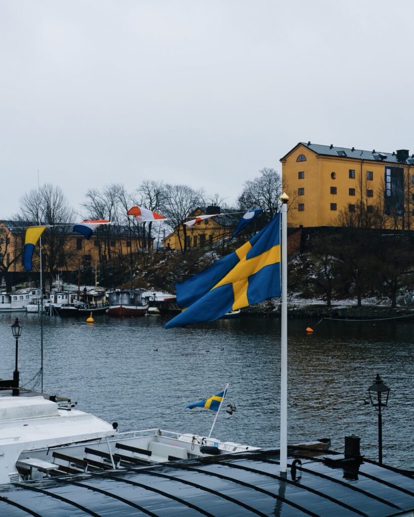 A Swedish flag at Skeppsholmen in Stockholm