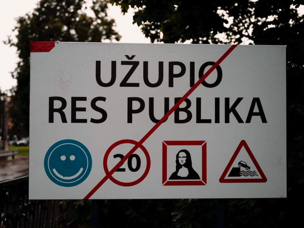 A sign for the Uzupis Republic in Vilnius