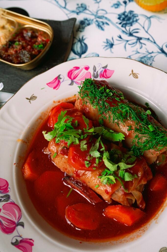 Stuffed cabbage at Baleboste in Vilnius, Lithuania