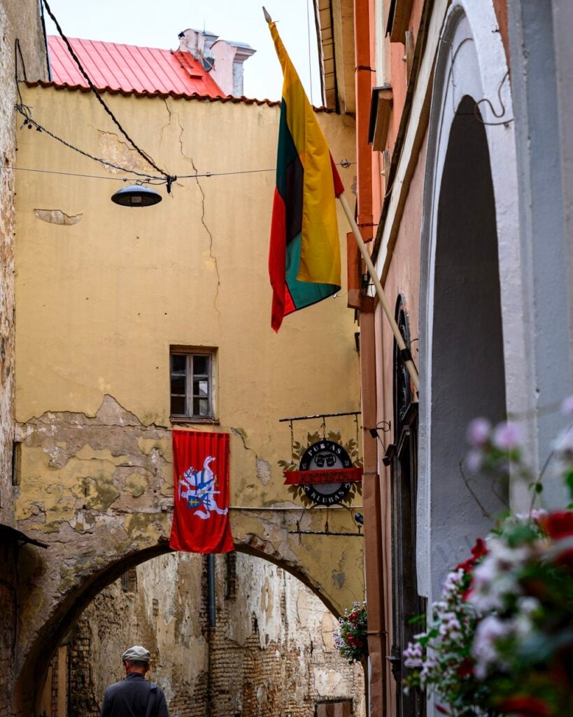 Walking around the Old Town in Vilnius, Lithuania