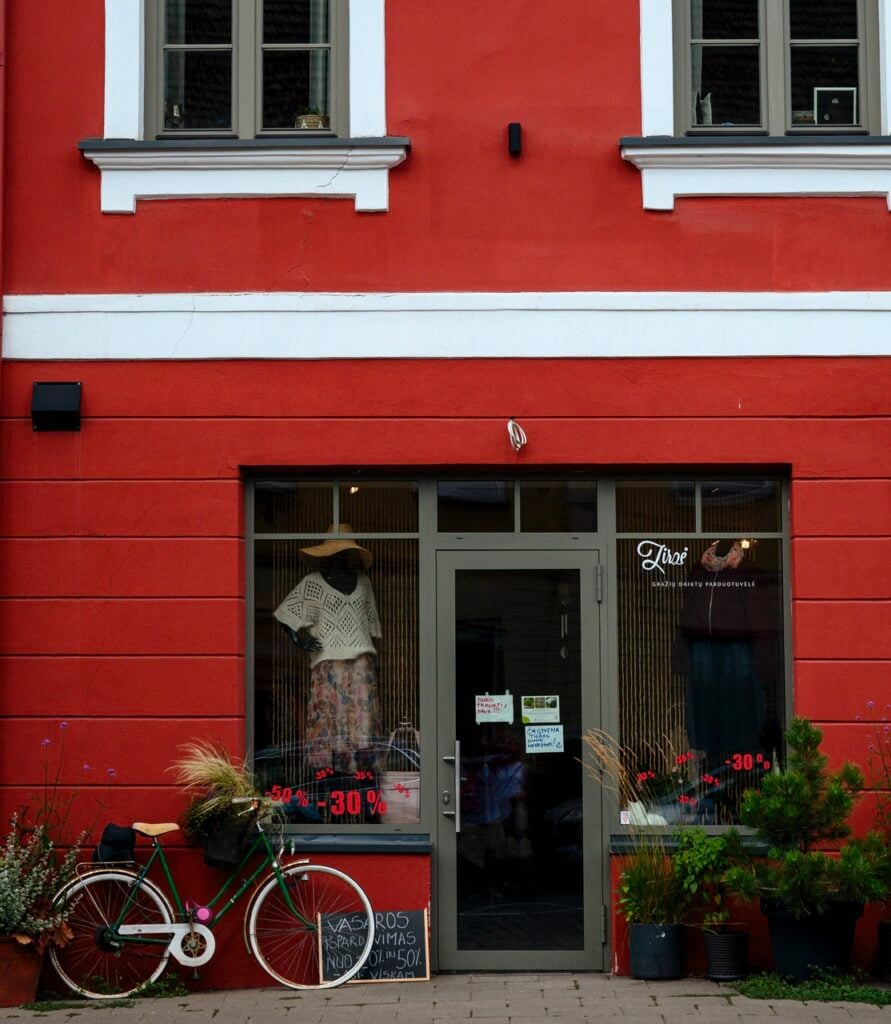 A shop exterior in Vilnius, Lithuania