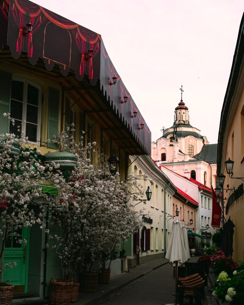 A view of a street in Vilnius, Lithuania