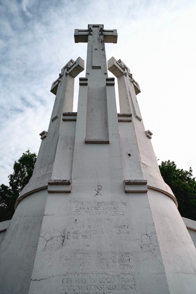 The Three Crosses Monument in Vilnius, Lithuania