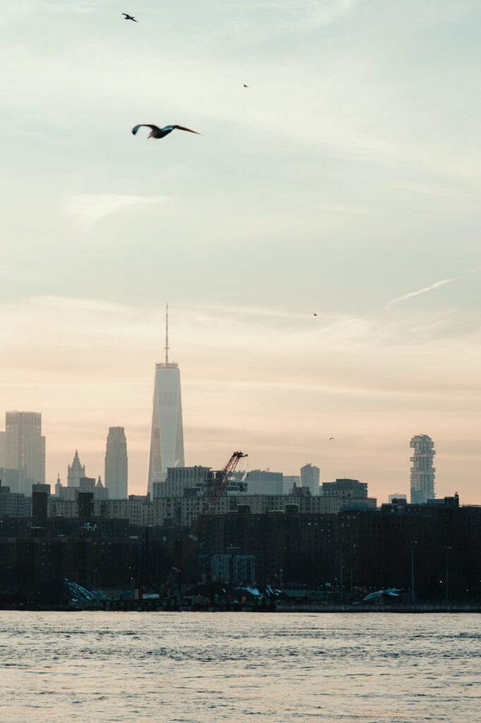 A view of the Freedom Tower in NYC during the winter