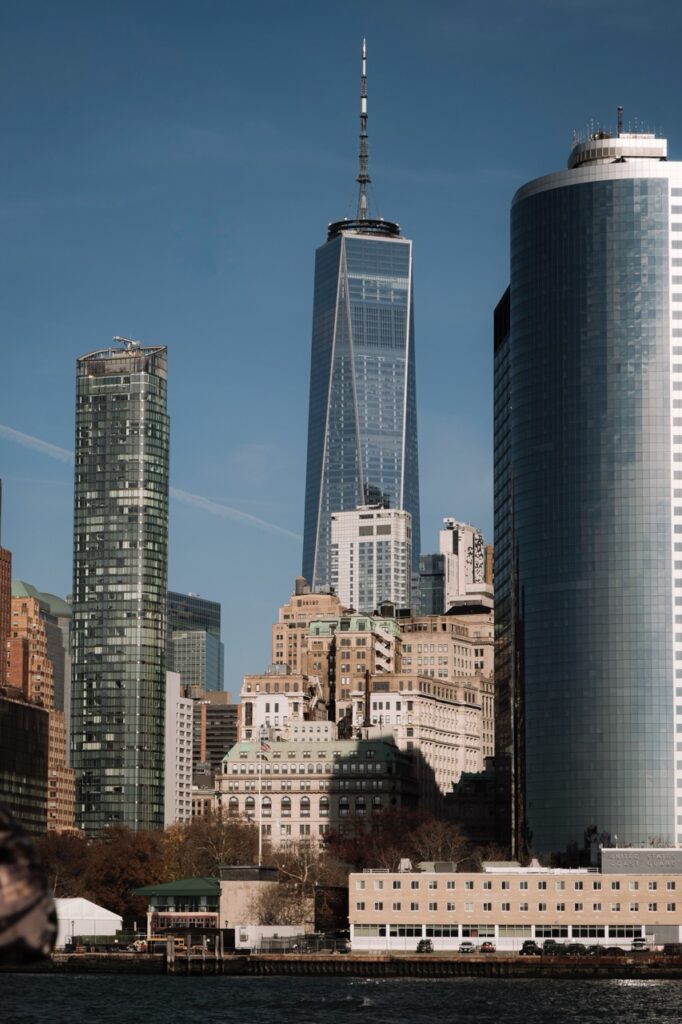 A view of Lower Manhattan from a boat cruise