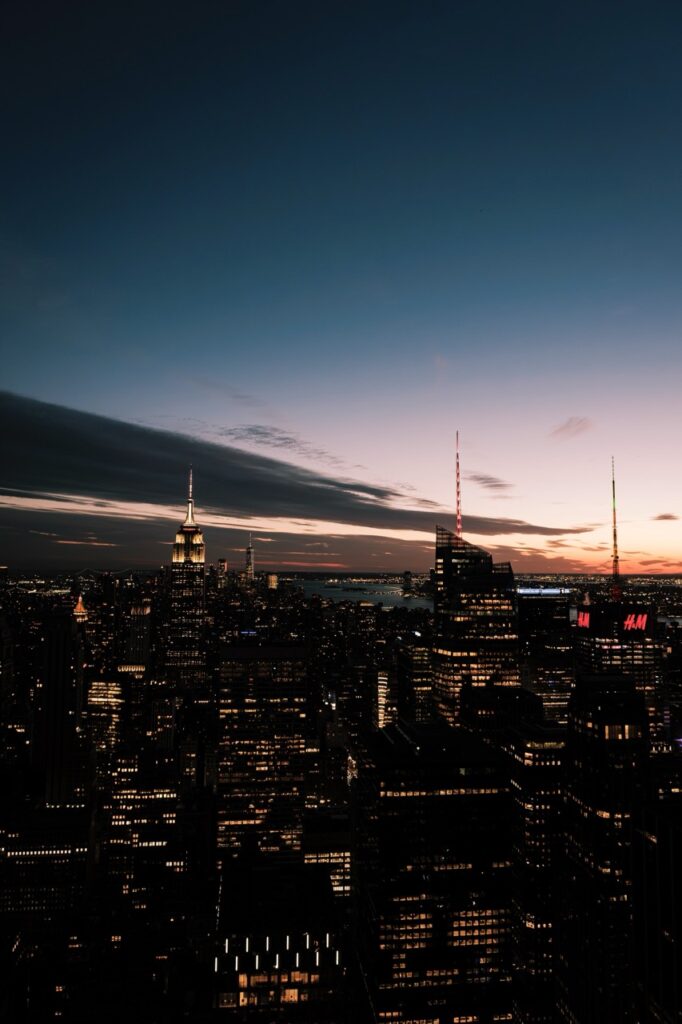 A view of the Top of the Rock at sunset