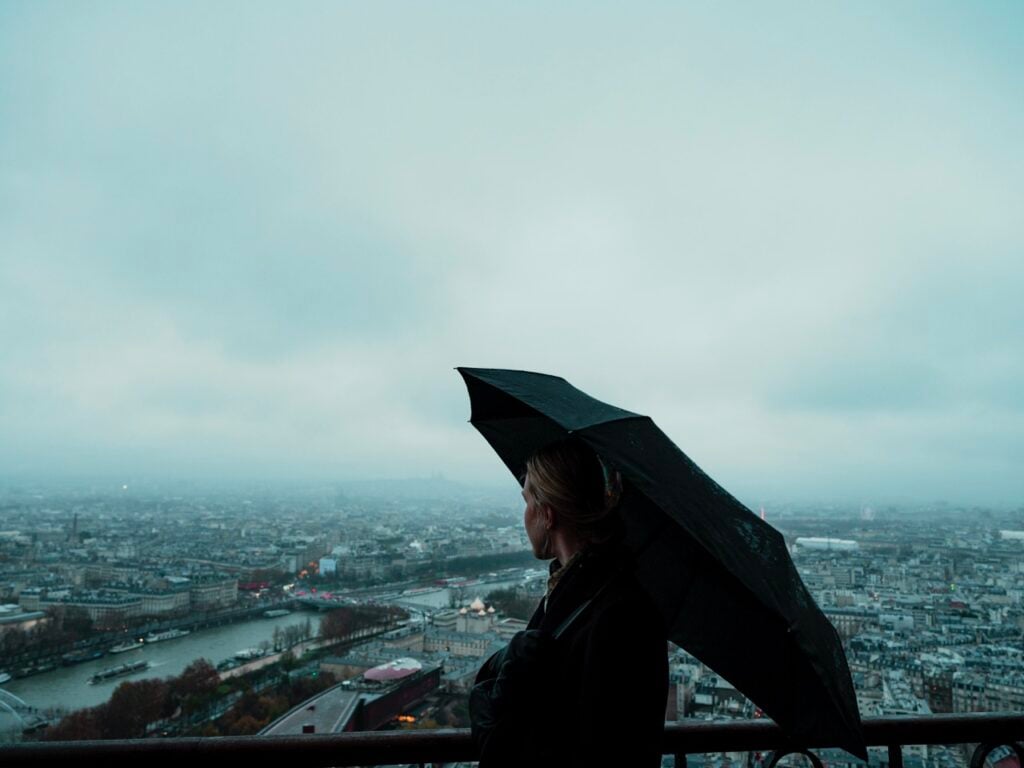 A person looking at Paris from the Eiffel Tower