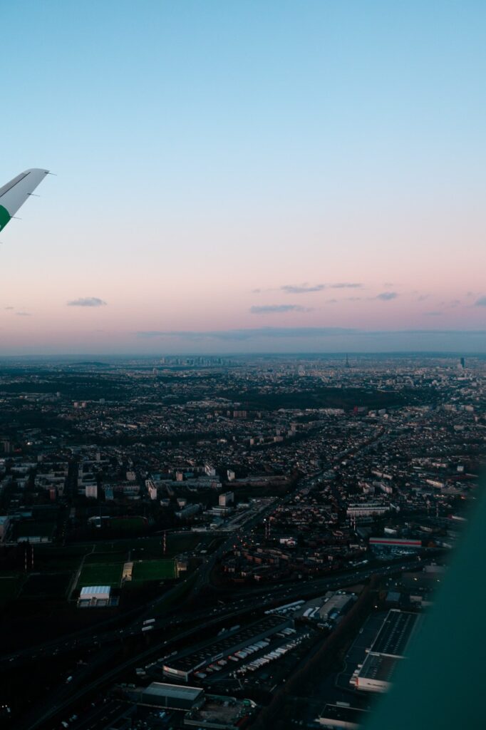 Flying over Paris, on a flight from Orly to Copenhagen