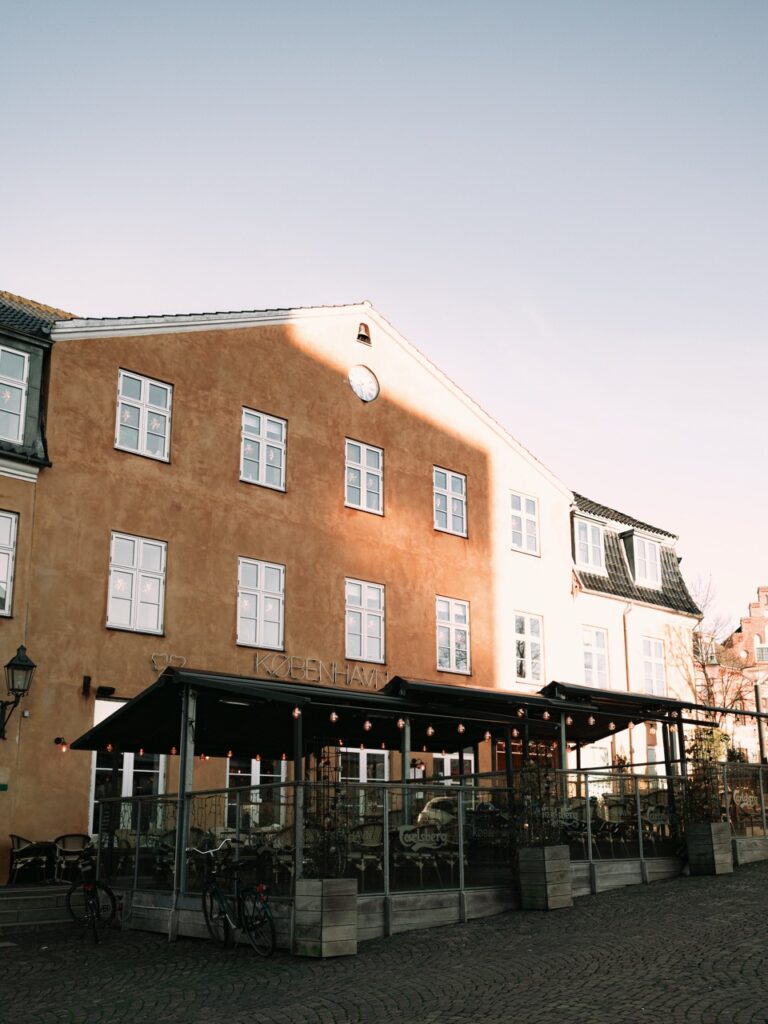 The exterior of a café in Hillerød, Denmark